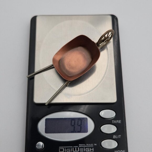 Copper And Tin Wheelbarrow Pin Brooch B495 - Picture 6 of 6